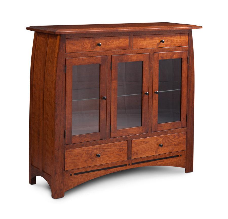 Aspen 3-Door Dining Cabinet Dining Simply Amish Glass Doors Smooth Cherry