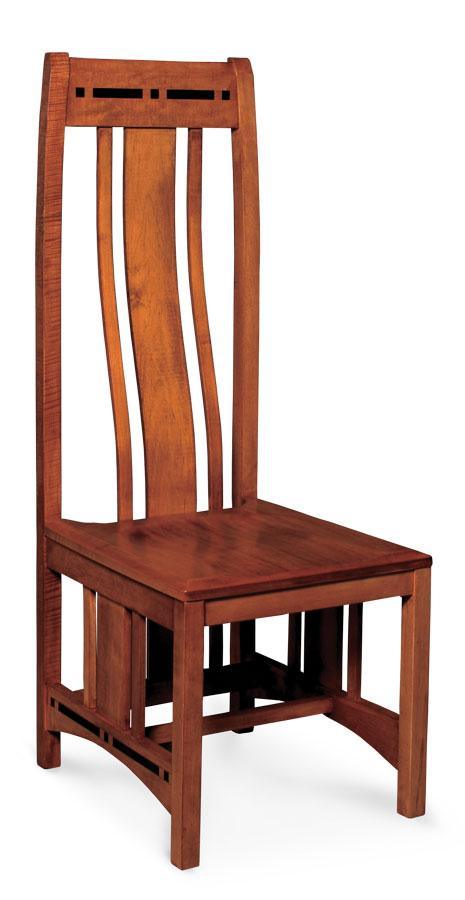 Aspen Side Chair with Inlay Dining Simply Amish Gray Performance Fabric Smooth Cherry 