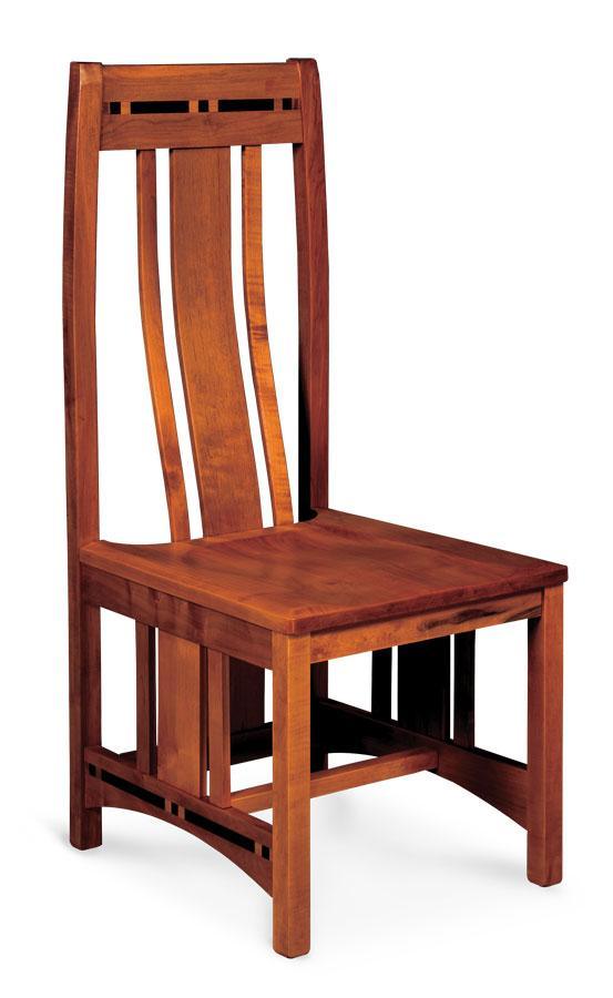 Aspen Side Chair with Lower Back and Inlay Dining Simply Amish Gray Performance Fabric Smooth Cherry 