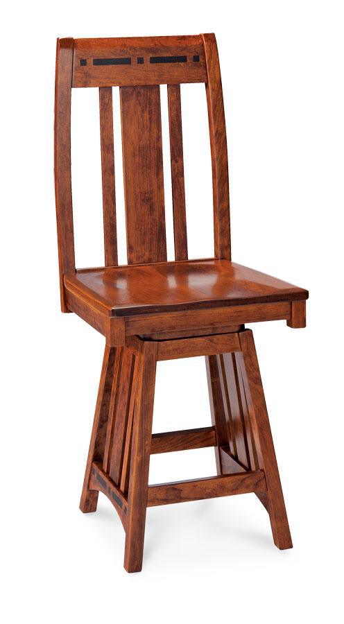 Aspen Swivel Bar Stool with Inlay Dining Simply Amish 24 inch Cream Performance Fabric Smooth Cherry