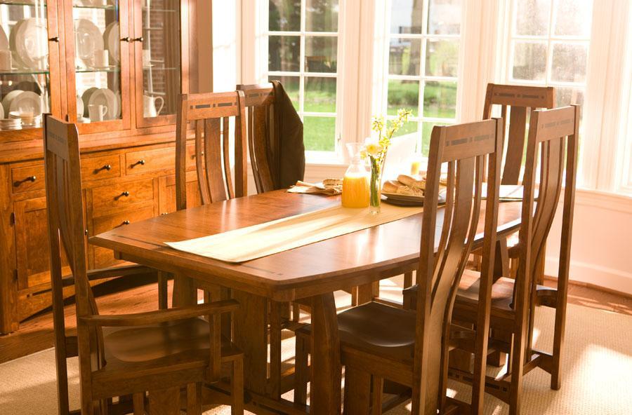 Aspen Trestle Table with Inlay Dining Simply Amish