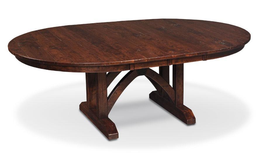 B&O Railroad Trestle Bridge Round Pedestal Table With Leaves In Your ...