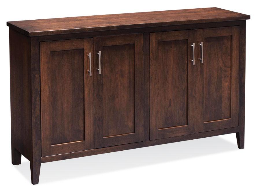 Crawford Credenza with Legs Office Simply Amish 60 inch Smooth Cherry