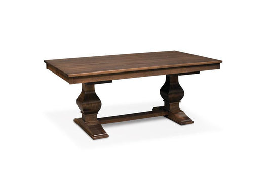 Crawford Double Pedestal Table Dining Simply Amish 42 inch x60 inch Solid Top Smooth Cherry
