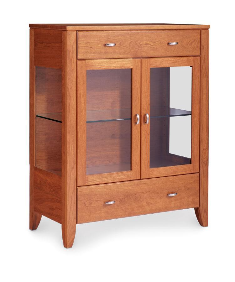 East Village 2 Door Dining Cabinet Off Catalog Simply Amish Wood Smooth Cherry 