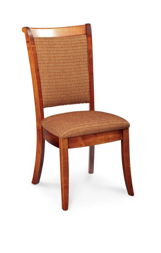 Empire Side Chair Dining Simply Amish Gray Performance Fabric Smooth Cherry 