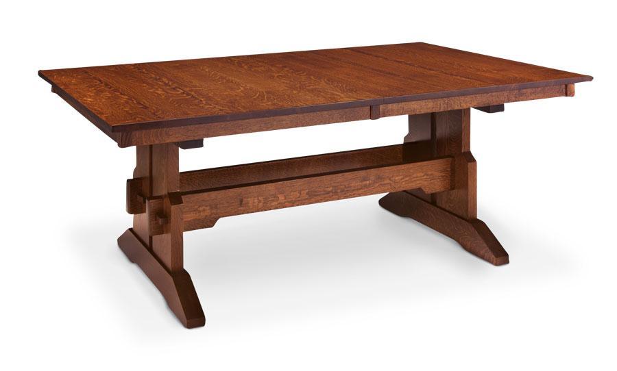 Franklin Trestle Table Dining Simply Amish 42 inch x72 inch 4-Leaves Smooth Cherry