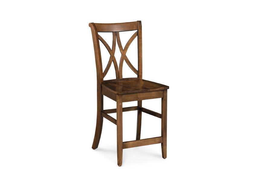 Hanna Stationary Barstool Dining Simply Amish 30 inch Cream Performance Fabric Smooth Cherry