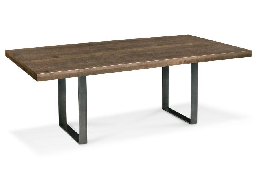 Ironwood Trestle Table Dining Simply Amish 42 inch x60 inch Solid Top, Black Base Smooth Cherry