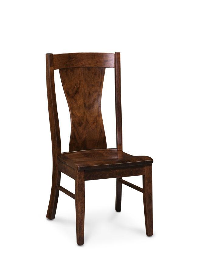 Joseph Side Chair Dining Simply Amish Gray Performance Fabric Smooth Cherry 