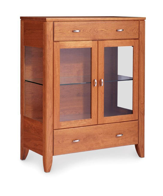 Justine 2 Door Dining Cabinet Dining Simply Amish Glass Smooth Cherry 