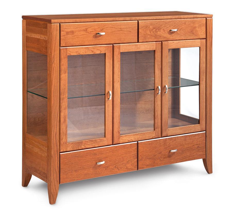 Justine 3 Door Dining Cabinet Dining Simply Amish Glass Smooth Cherry 