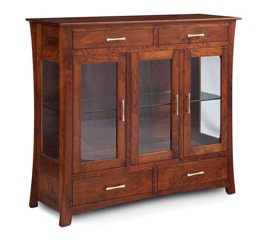 Loft 3 Door Dining Cabinet Dining Simply Amish Glass Smooth Cherry 