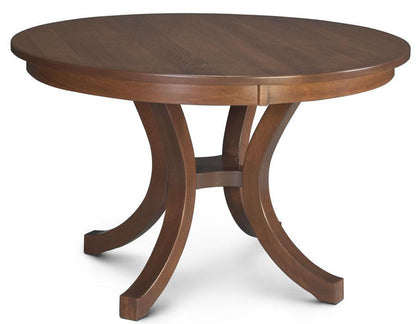 Loft II Round Pedestal Table Off Catalog Simply Amish 48 inch 1-Leaf Smooth Cherry