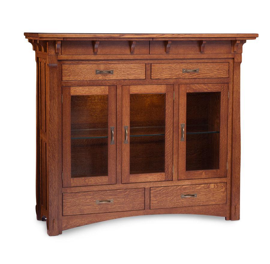 MaRyan 3-Door Dining Cabinet with Glass Doors Dining Simply Amish Smooth Cherry 