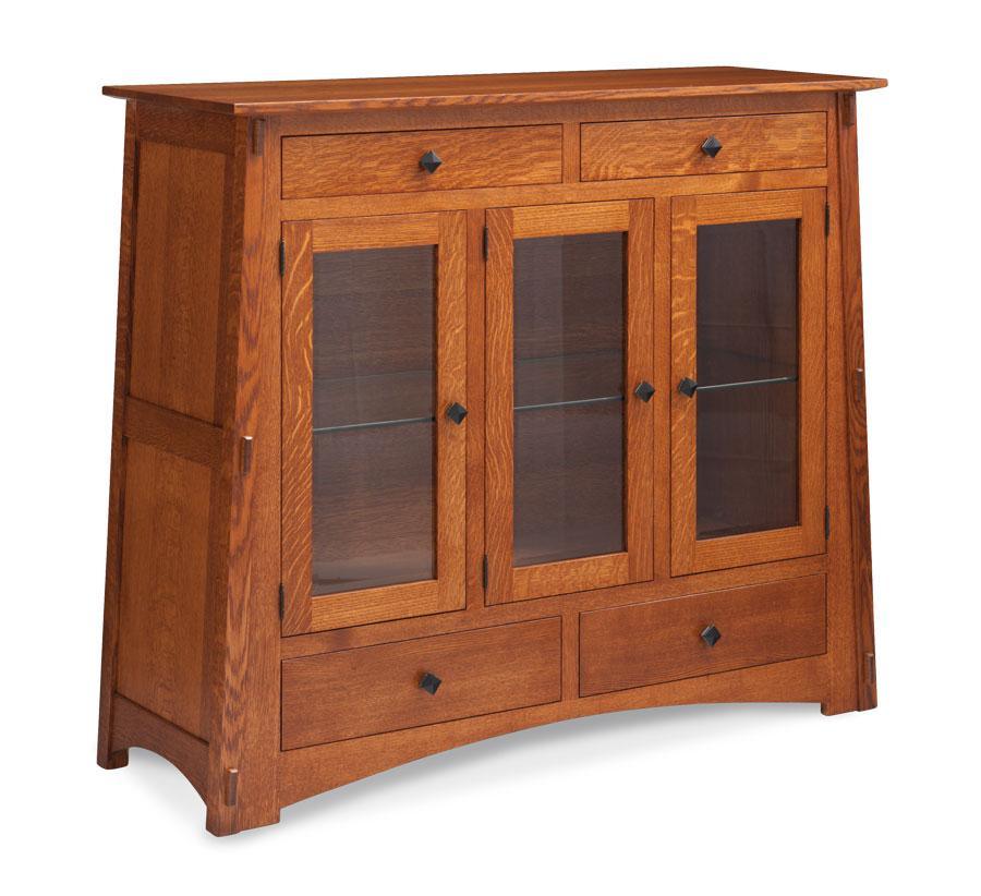 McCoy 3 Door Dining Cabinet Dining Simply Amish Glass Smooth Cherry 