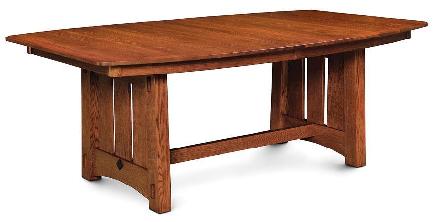 McCoy Trestle Table Dining Simply Amish 42 inch x72 inch 4-Leaves Smooth Cherry