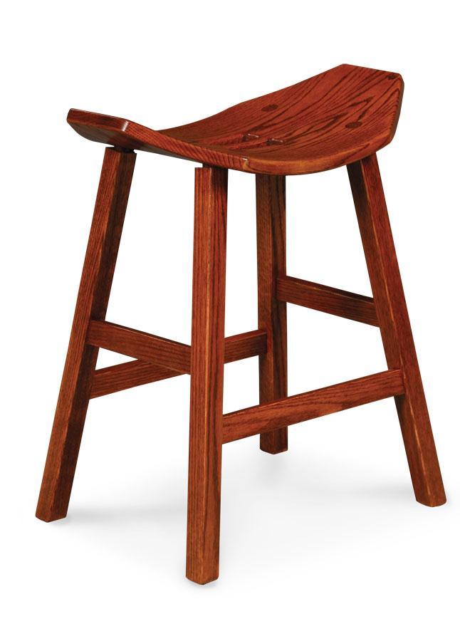 Mission Saddle Stationary Barstool Dining Simply Amish 24 inch Wood Smooth Cherry