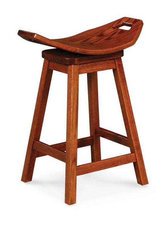 Mission Saddle Swivel Barstool Dining Simply Amish 24 inch Wood Smooth Cherry