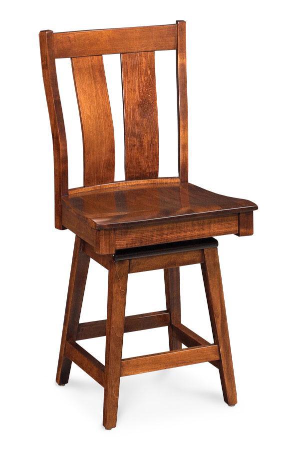 Mitchell Swivel Barstool, Side Dining Simply Amish 30 inch Cream Performance Fabric Smooth Cherry