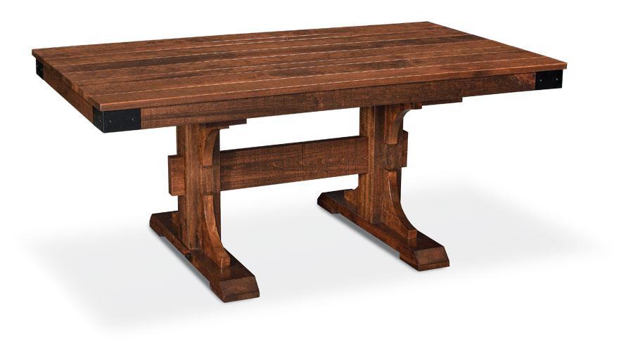 Montauk Trestle II Table Dining Simply Amish 42 inch x60 inch Solid Top (Rough Sawn & Plank Top Std) Smooth Cherry
