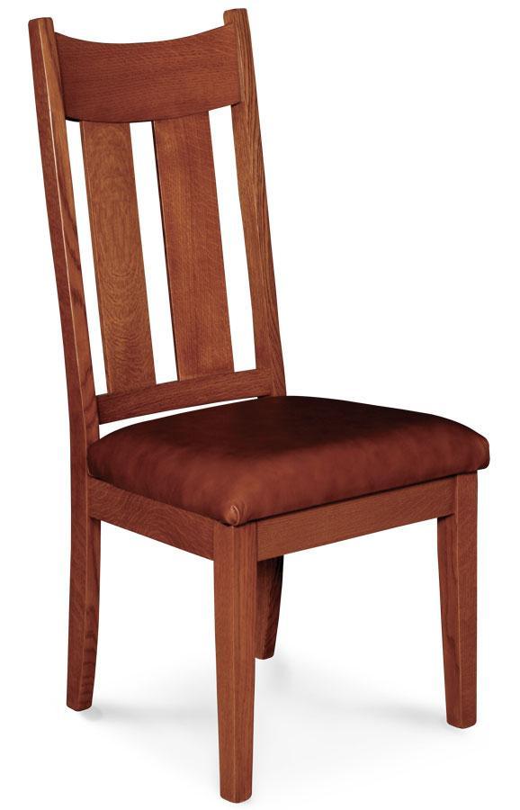 Newton Side Chair Dining Simply Amish Gray Performance Fabric Smooth Cherry 