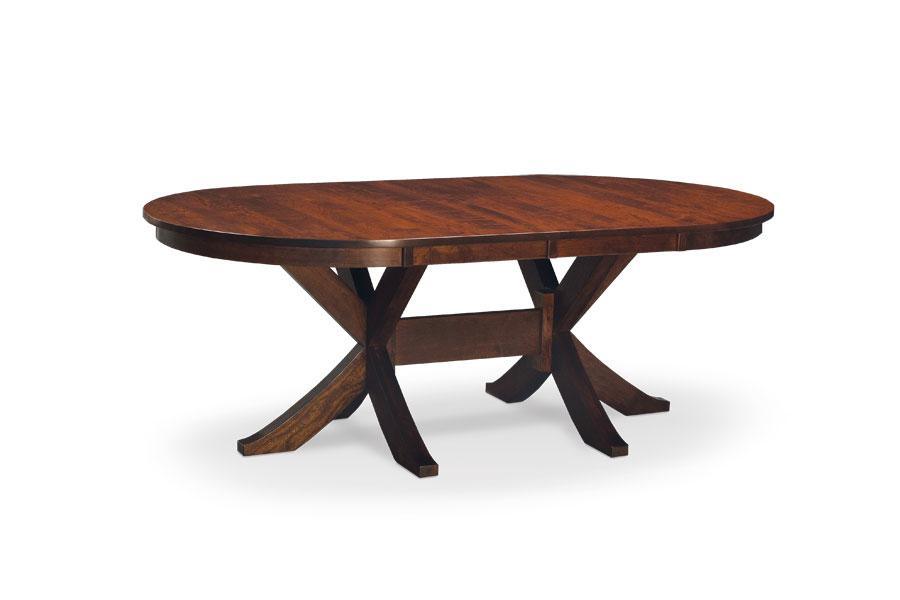 Parkdale Double Pedestal Table Off Catalog Simply Amish 48 inch x84 inch Solid Top Smooth Cherry