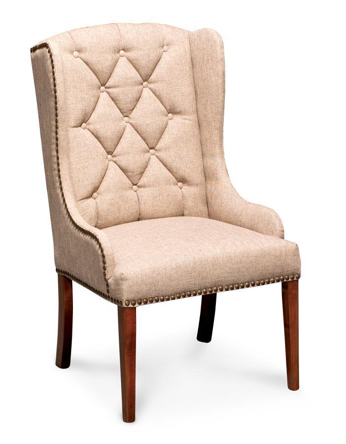 Shaw Arm Chair Dining Simply Amish Gray Performance Fabric Smooth Cherry 