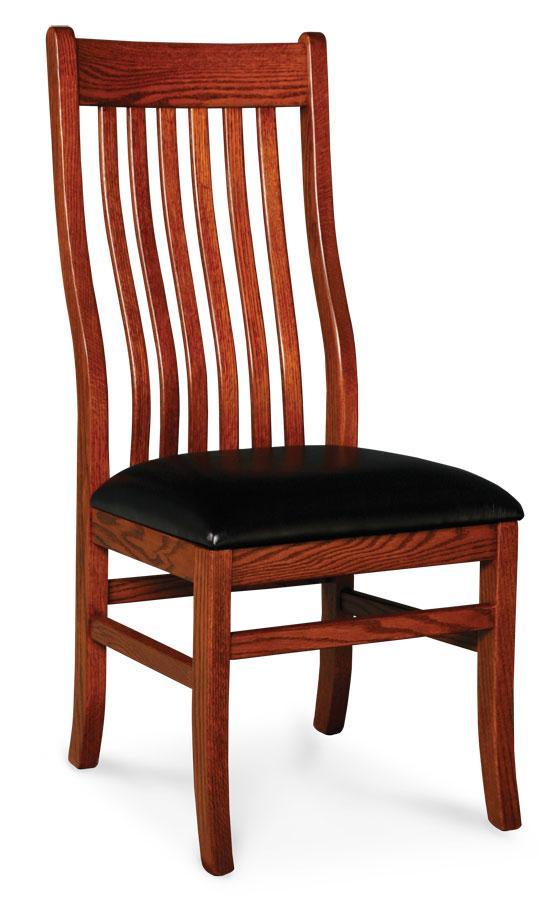 Urbandale II Side Chair Dining Simply Amish Gray Performance Fabric Smooth Cherry 