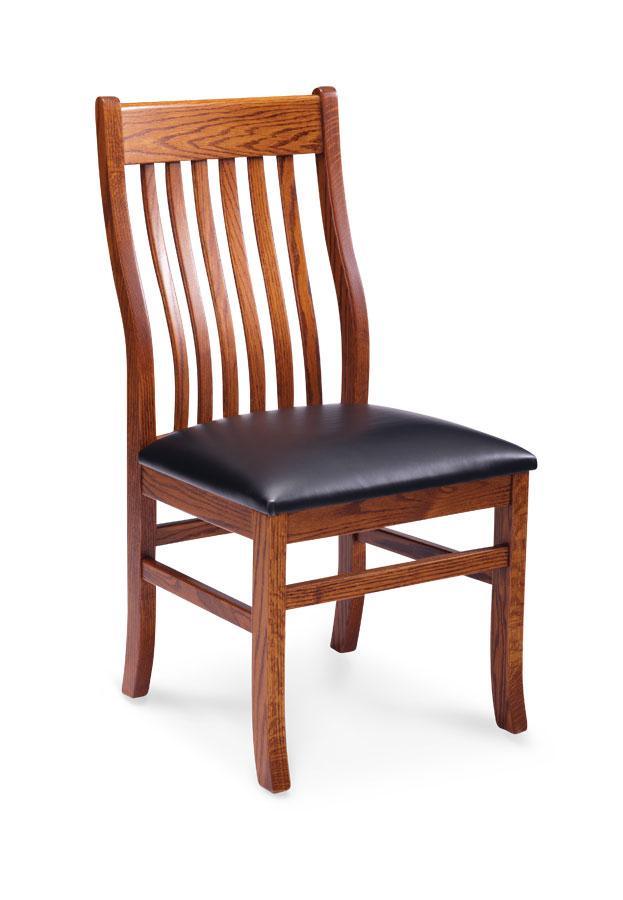 Urbandale II Side Chair with Lower Back Dining Simply Amish Gray Performance Fabric Smooth Cherry 