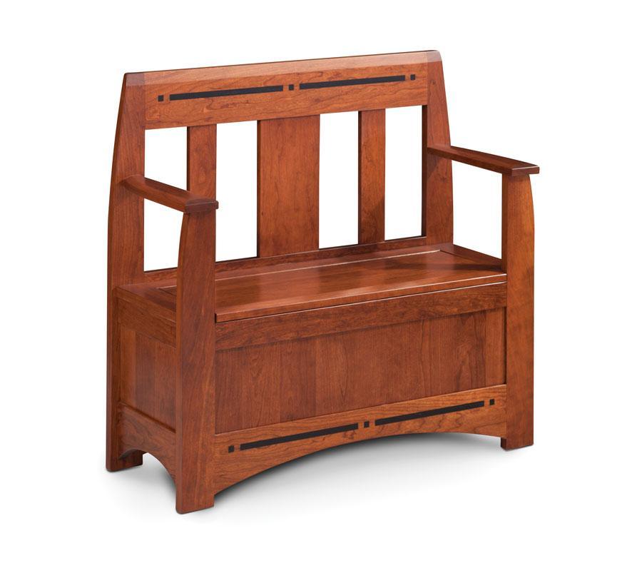Aspen Small Storage Bench with Inlay Entry Simply Amish Smooth Cherry 