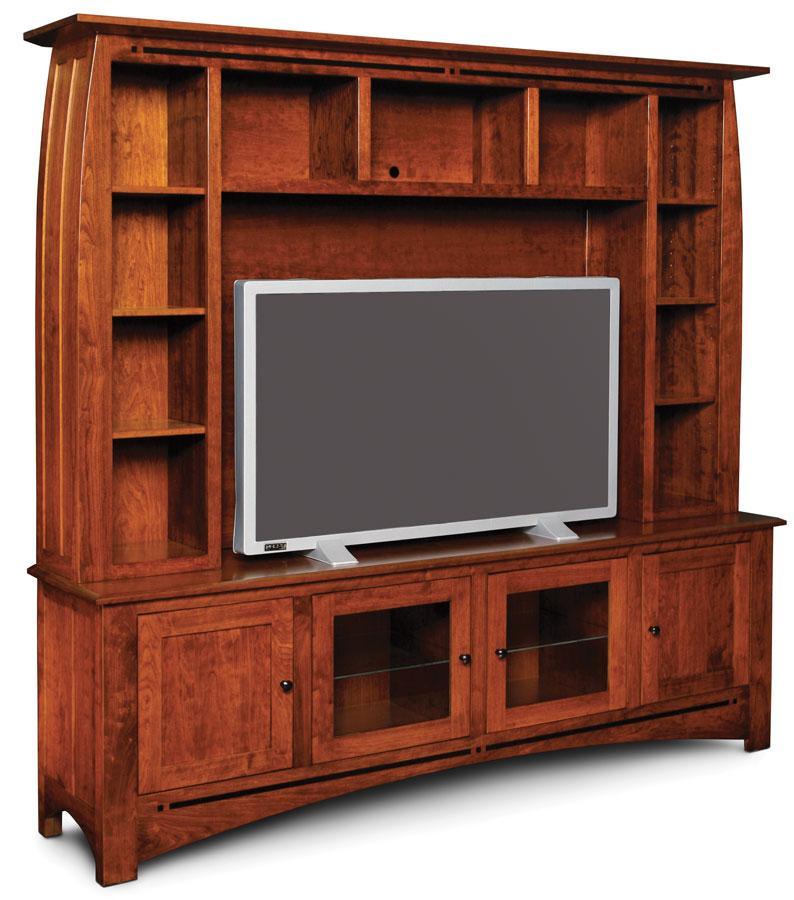 Aspen Deluxe Entertainment Center with Inlay, Base Only Living Simply Amish Smooth Cherry 