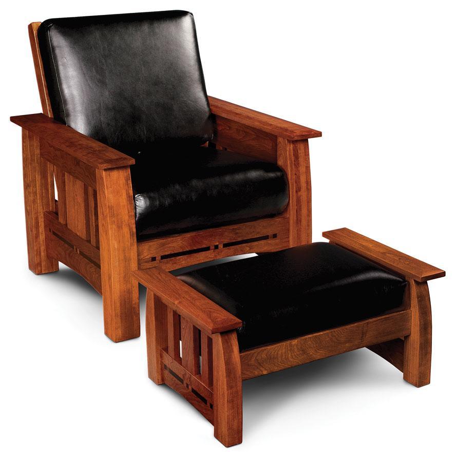 Aspen Easy Chair With Inlay Living Simply Amish Black Leather Gr C Smooth Cherry 
