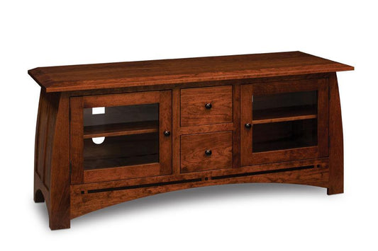 Aspen TV Console with Inlay Living Simply Amish 60 1/2 inch Smooth Cherry 