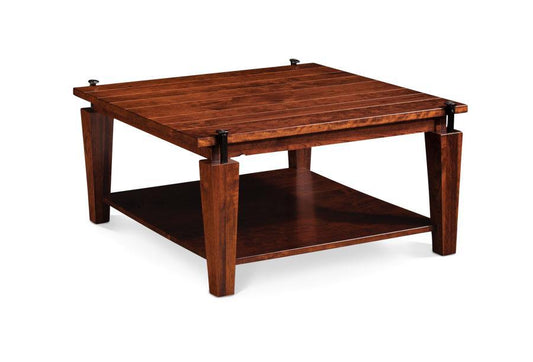 B&O Railroad Spike Square Coffee Table Living Simply Amish Smooth Cherry 