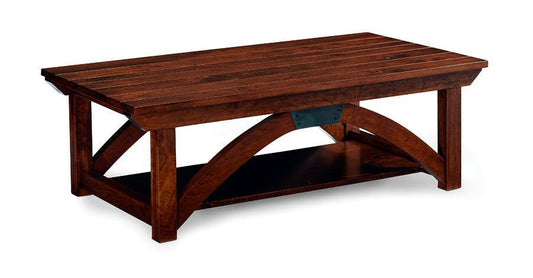B&O Railroad Trestle Bridge Coffee Table Living Simply Amish 42 inch x22 inch Smooth Cherry 
