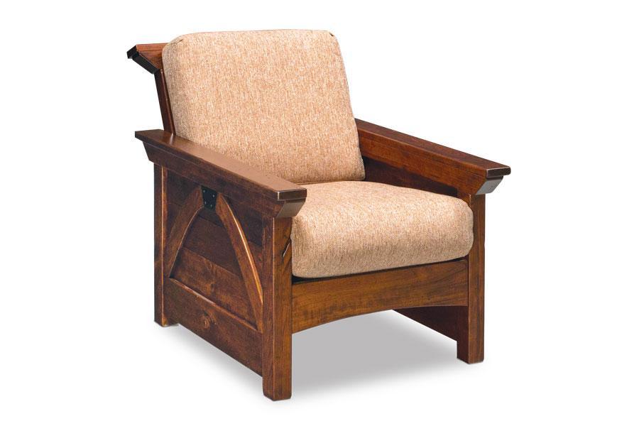 B&O Railroad Trestle Bridge Easy Chair Living Simply Amish Black Leather Gr C Smooth Cherry 