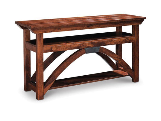 B&O Railroad Trestle Bridge Open TV Stand Living Simply Amish 54 inch w Smooth Cherry 