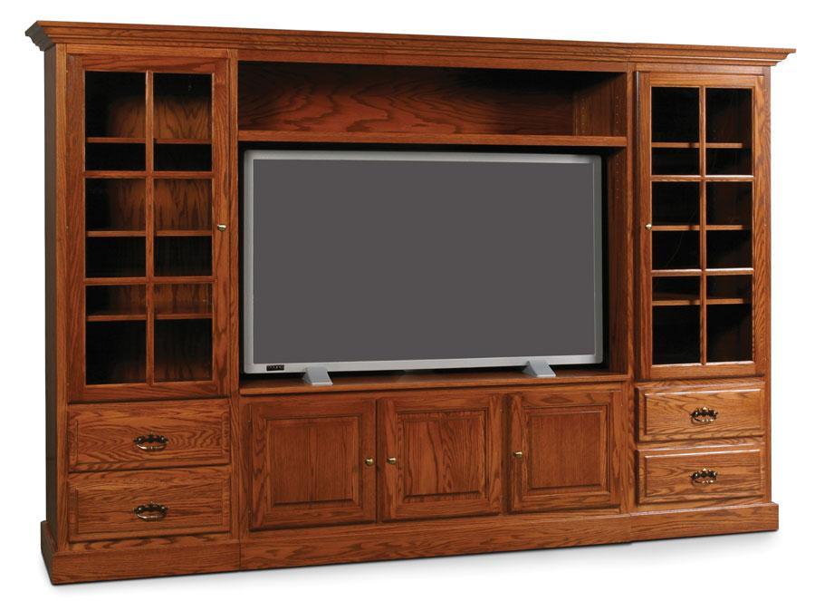 Classic Wall Unit Entertainment Center Off Catalog Simply Amish Smooth Cherry 