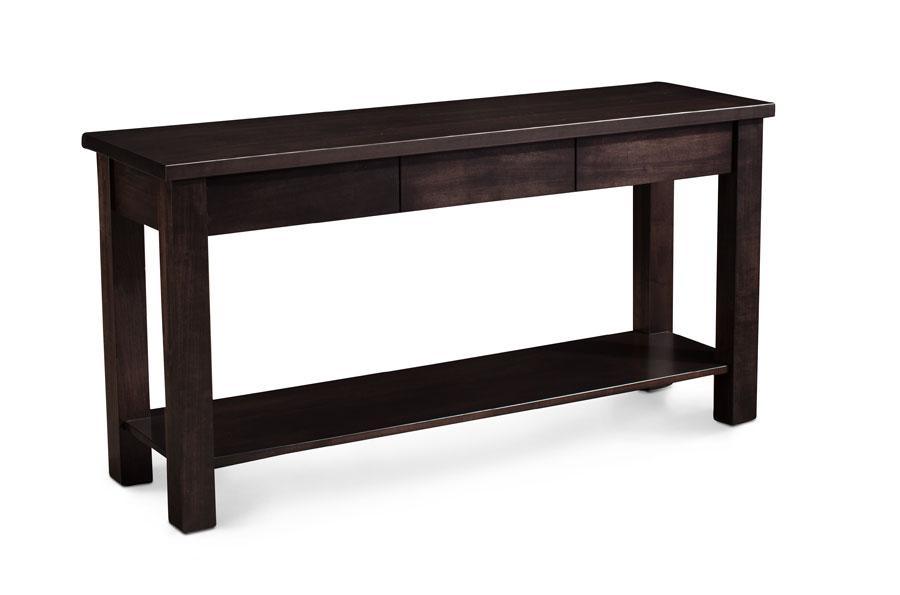 Crawford Sofa Table with Drawers Living Simply Amish 54 inch Smooth Cherry 