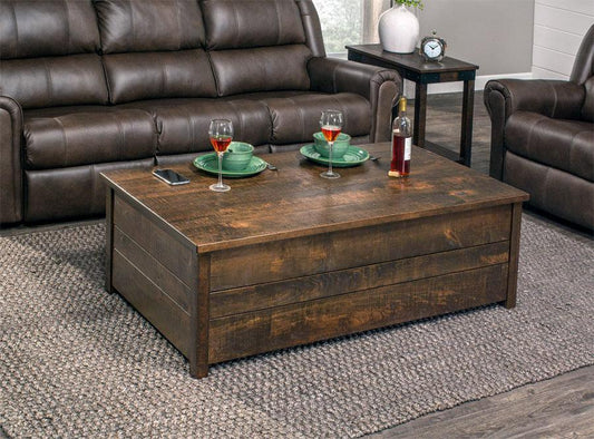 Greenville Incognito Coffee Table (Rough Sawn Standard) Off Catalog Simply Amish Smooth Cherry