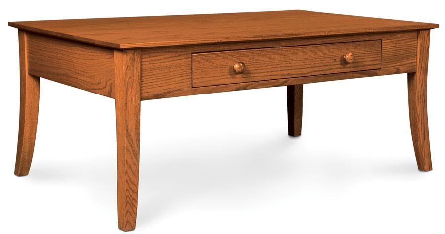 Loft Leg 1-Drawer Coffee Table Living Simply Amish 42 inch x22 inch Smooth Cherry 