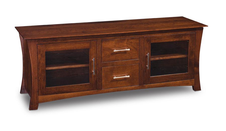 Loft TV Console Living Simply Amish 62 inch Smooth Cherry 