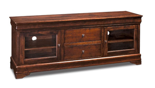 Louis Philippe TV Console Off Catalog Simply Amish 62 inch Smooth Cherry