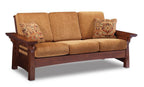 Makayla Sofa Living Simply Amish Black Leather Gr C Smooth Cherry