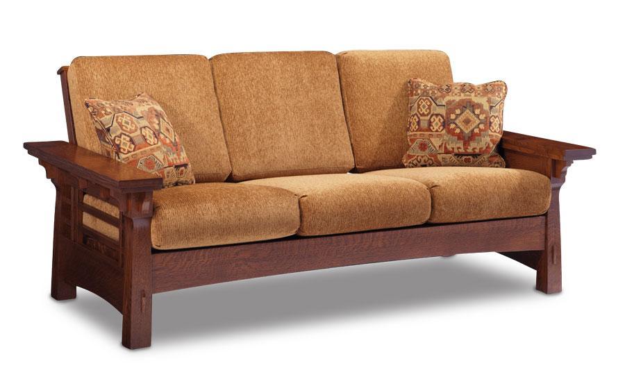 Makayla Sofa Living Simply Amish Black Leather Gr C Smooth Cherry