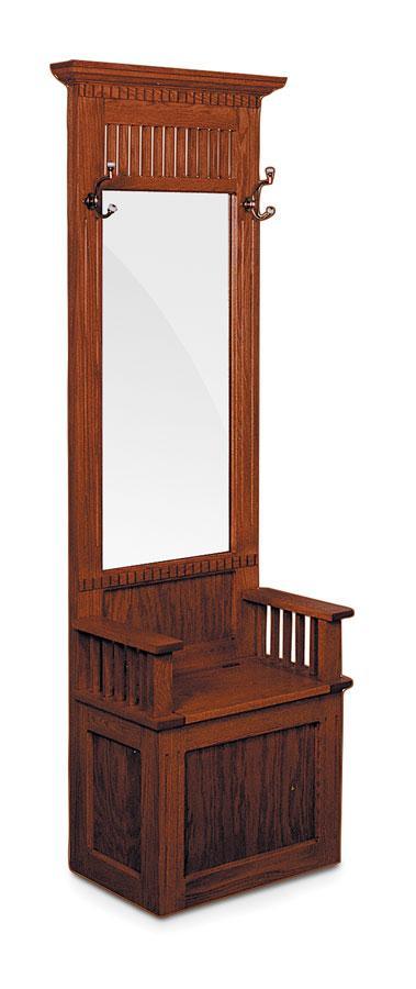 Mission Hall Seat with Beveled Mirror Living Simply Amish Smooth Cherry 