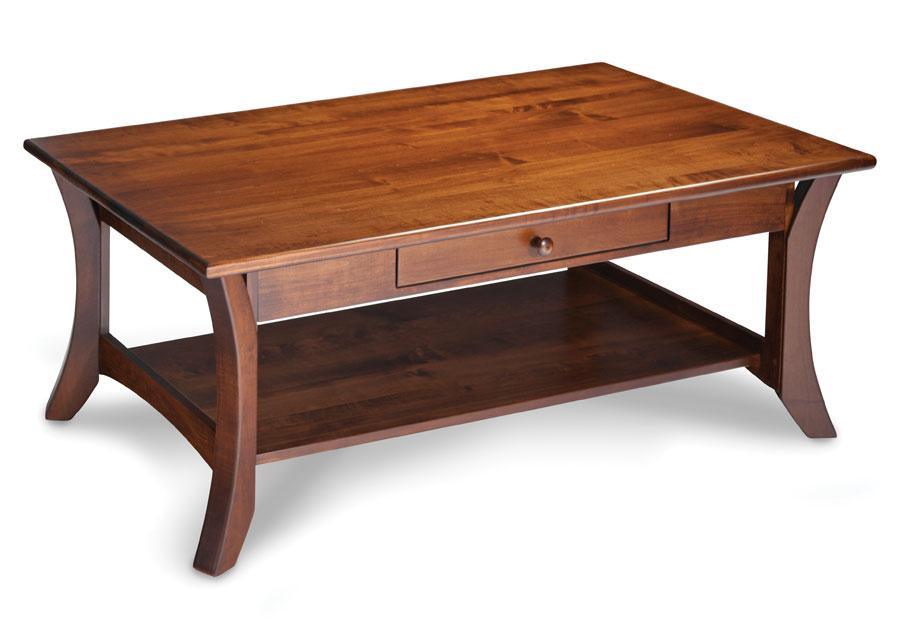 Park Avenue 1-Drawer Open Coffee Table Living Simply Amish Smooth Cherry 