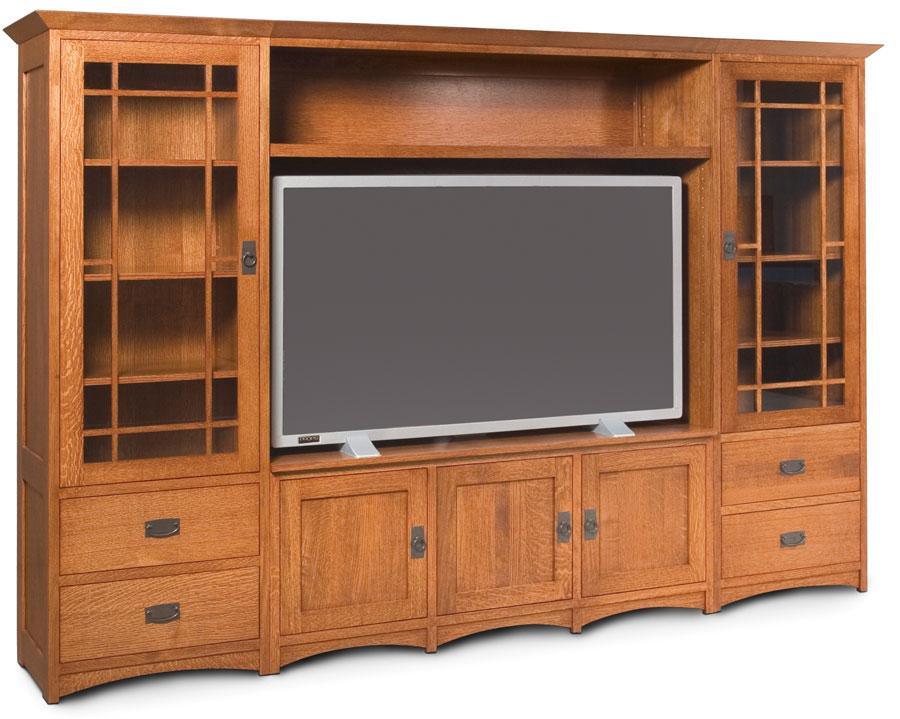 Prairie Mission Wall Unit Entertainment Center Living Simply Amish Smooth Cherry 