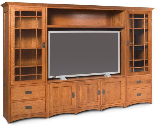 Prairie Mission Wall Unit Entertainment Center Living Simply Amish Smooth Cherry 
